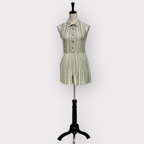 Derek Heart Bohemian Romper Striped Jumpsuit Green Size S - Picture 1 of 10
